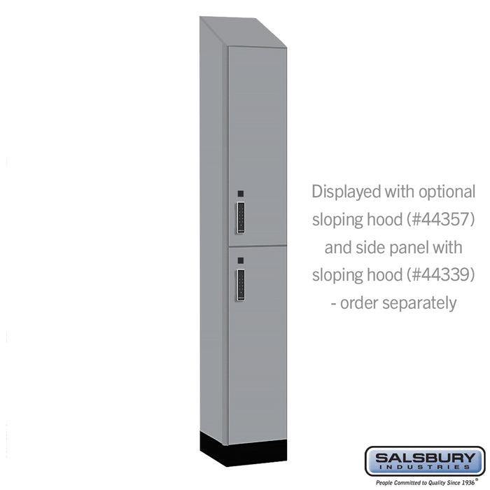 Salsbury 12" Wide Premier Wood Locker - Double Tier - 1 Wide - 6 Feet High - 15" Deep - Winter Fog - Electronic Locks - Sweatfully