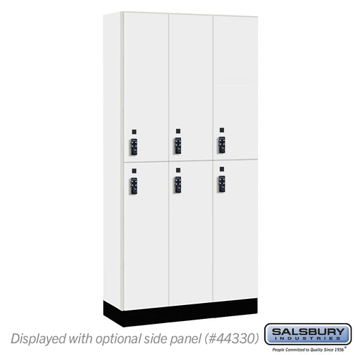 Salsbury 12" Wide Premier Wood Locker - Double Tier - 3 Wide - 6 Feet High - 15" Deep - Arctic White - Resettable Combination Locks - Sweatfully