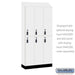 Salsbury 12" Wide Premier Wood Locker - Double Tier - 3 Wide - 6 Feet High - 15" Deep - Arctic White - Resettable Combination Locks - Sweatfully