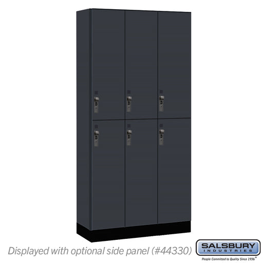 Salsbury 12" Wide Premier Wood Locker - Double Tier - 3 Wide - 6 Feet High - 15" Deep - Carbon Mesh - Hasps - Sweatfully