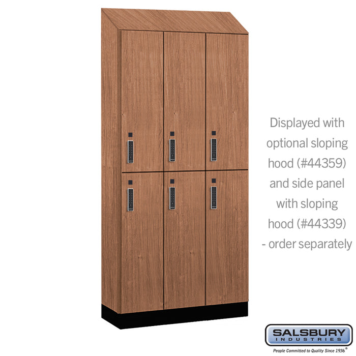 Salsbury 12" Wide Premier Wood Locker - Double Tier - 3 Wide - 6 Feet High - 15" Deep - Red Oak - Electronic Locks - Sweatfully