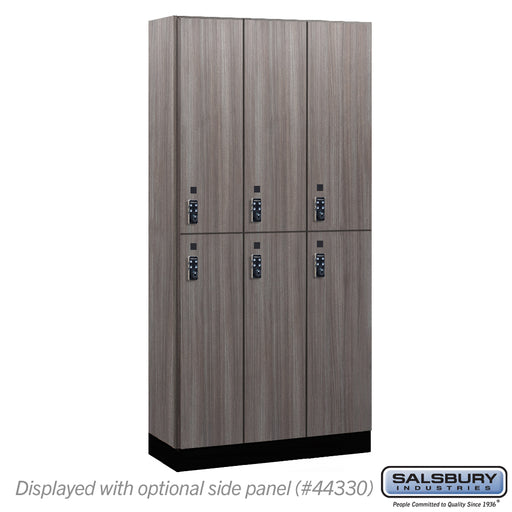 Salsbury 12" Wide Premier Wood Locker - Double Tier - 3 Wide - 6 Feet High - 15" Deep - Skyline Walnut - Resettable Combination Locks - Sweatfully