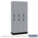 Salsbury 12" Wide Premier Wood Locker - Double Tier - 3 Wide - 6 Feet High - 15" Deep - Winter Fog - Resettable Combination Locks - Sweatfully