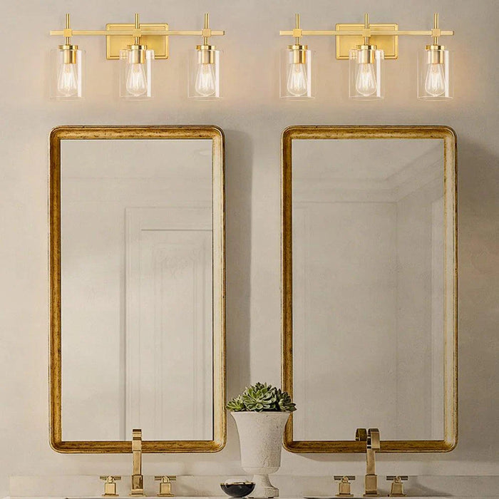 Jasper Modern Clear Glass 3-Light Bathroom Vanity Light - Sweatfully