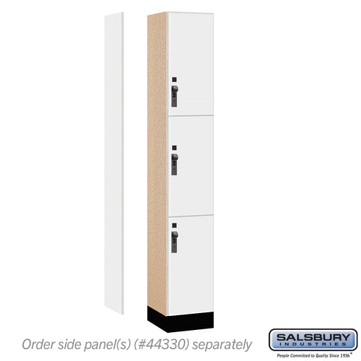 Salsbury 12" Wide Premier Wood Locker - Triple Tier - 1 Wide - 6 Feet High - 15" Deep - Arctic White - Hasps - Sweatfully