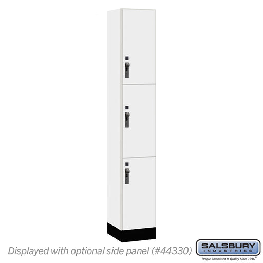 Salsbury 12" Wide Premier Wood Locker - Triple Tier - 1 Wide - 6 Feet High - 15" Deep - Arctic White - Hasps - Sweatfully
