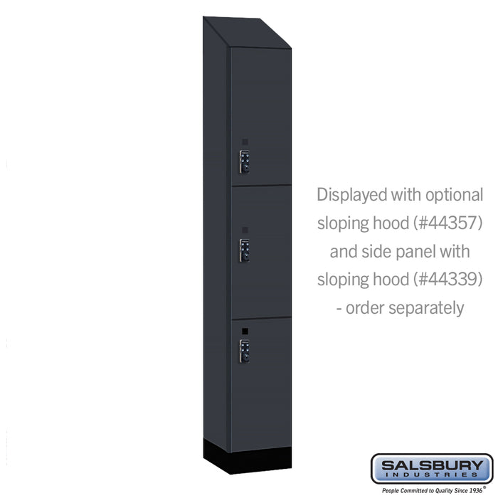 Salsbury 12" Wide Premier Wood Locker - Triple Tier - 1 Wide - 6 Feet High - 15" Deep - Carbon Mesh - Resettable Combination Locks - Sweatfully