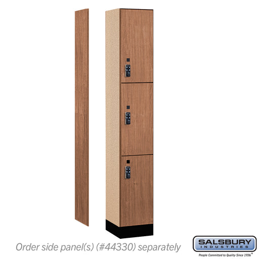 Salsbury 12" Wide Premier Wood Locker - Triple Tier - 1 Wide - 6 Feet High - 15" Deep - Red Oak - Resettable Combination Locks - Sweatfully