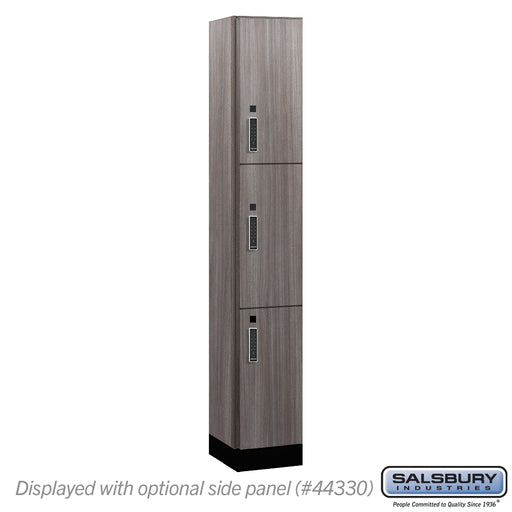 Salsbury 12" Wide Premier Wood Locker - Triple Tier - 1 Wide - 6 Feet High - 15" Deep - Skyline Walnut - Electronic Locks - Sweatfully