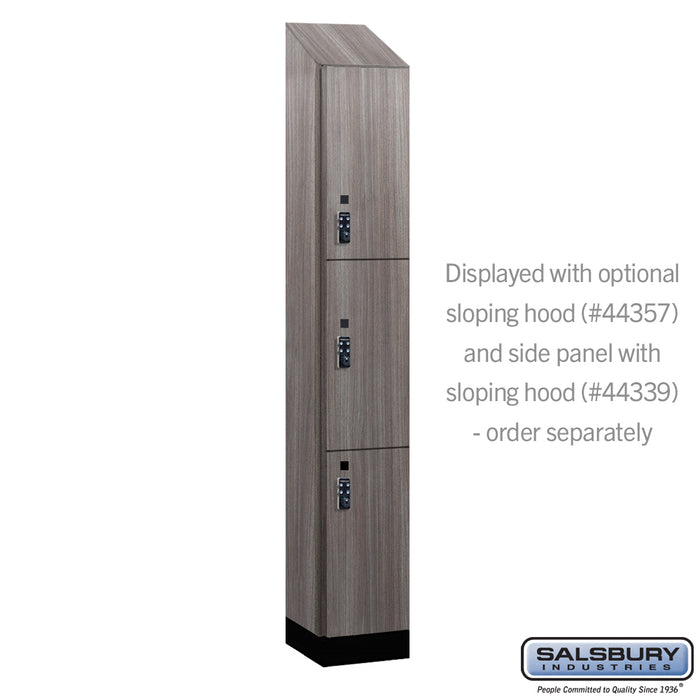 Salsbury 12" Wide Premier Wood Locker - Triple Tier - 1 Wide - 6 Feet High - 15" Deep - Skyline Walnut - Resettable Combination Locks - Sweatfully