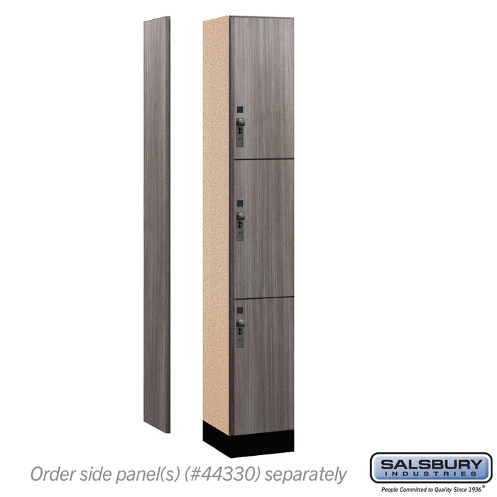Salsbury 12" Wide Premier Wood Locker - Triple Tier - 1 Wide - 6 Feet High - 15" Deep - Skyline Walnut - Hasps - Sweatfully