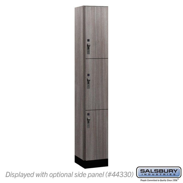 Salsbury 12" Wide Premier Wood Locker - Triple Tier - 1 Wide - 6 Feet High - 15" Deep - Skyline Walnut - Hasps - Sweatfully