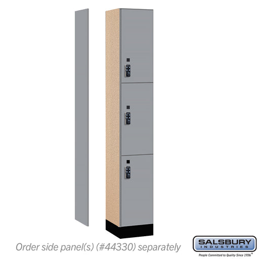 Salsbury 12" Wide Premier Wood Locker - Triple Tier - 1 Wide - 6 Feet High - 15" Deep - Winter Fog - Resettable Combination Locks - Sweatfully