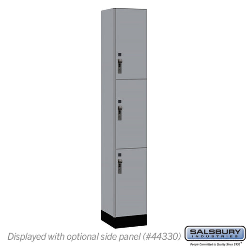 Salsbury 12" Wide Premier Wood Locker - Triple Tier - 1 Wide - 6 Feet High - 15" Deep - Winter Fog - Hasps - Sweatfully