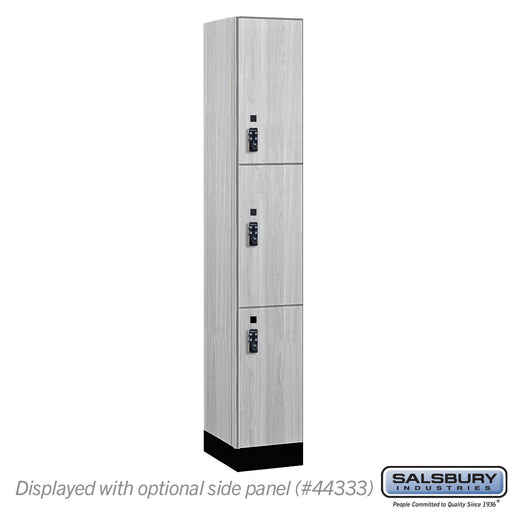 Salsbury 12" Wide Premier Wood Locker - Triple Tier - 1 Wide - 6 Feet High - 18" Deep - Silver Teak - Resettable Combination Locks - Sweatfully