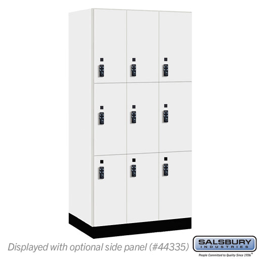 Salsbury 12" Wide Premier Wood Locker - Triple Tier - 3 Wide - 6 Feet High - 21" Deep - Arctic White - Resettable Combination Locks - Sweatfully