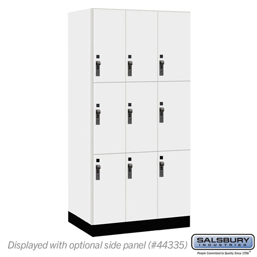 Salsbury 12" Wide Premier Wood Locker - Triple Tier - 3 Wide - 6 Feet High - 21" Deep - Arctic White - Hasps - Sweatfully