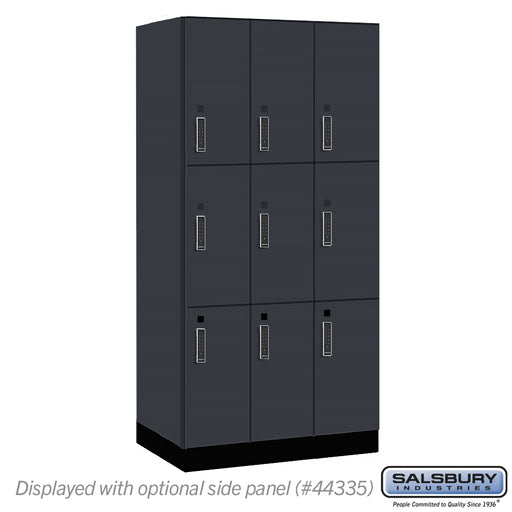 Salsbury 12" Wide Premier Wood Locker - Triple Tier - 3 Wide - 6 Feet High - 21" Deep - Carbon Mesh - Electronic Locks - Sweatfully