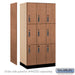 Salsbury 12" Wide Premier Wood Locker - Triple Tier - 3 Wide - 6 Feet High - 21" Deep - Red Oak - Electronic Locks - Sweatfully