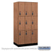 Salsbury 12" Wide Premier Wood Locker - Triple Tier - 3 Wide - 6 Feet High - 21" Deep - Red Oak - Resettable Combination Locks - Sweatfully