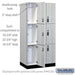 Salsbury 12" Wide Premier Wood Locker - Triple Tier - 3 Wide - 6 Feet High - 21" Deep - Silver Teak - Resettable Combination Locks - Sweatfully