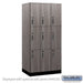 Salsbury 12" Wide Premier Wood Locker - Triple Tier - 3 Wide - 6 Feet High - 21" Deep - Skyline Walnut - Electronic Locks - Sweatfully