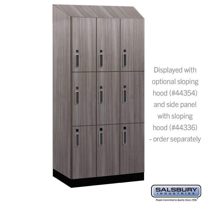 Salsbury 12" Wide Premier Wood Locker - Triple Tier - 3 Wide - 6 Feet High - 21" Deep - Skyline Walnut - Electronic Locks - Sweatfully
