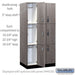 Salsbury 12" Wide Premier Wood Locker - Triple Tier - 3 Wide - 6 Feet High - 21" Deep - Skyline Walnut - Resettable Combination Locks - Sweatfully