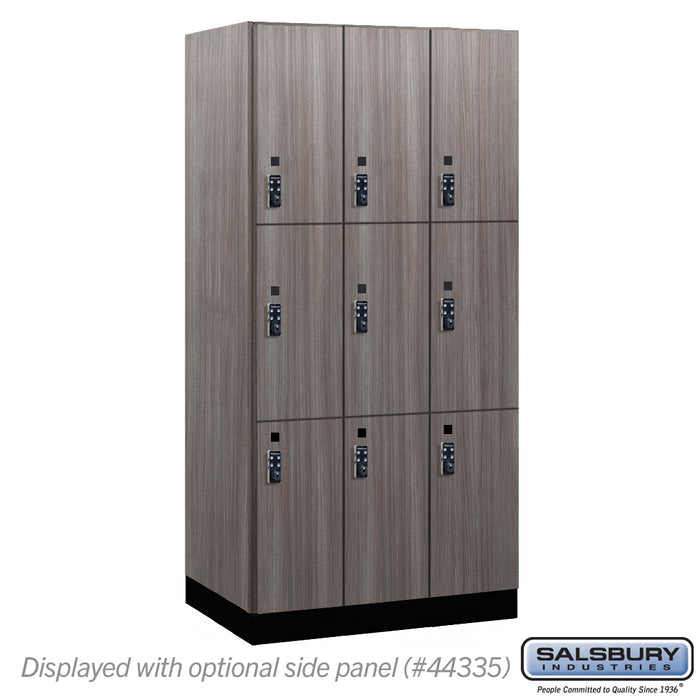 Salsbury 12" Wide Premier Wood Locker - Triple Tier - 3 Wide - 6 Feet High - 21" Deep - Skyline Walnut - Resettable Combination Locks - Sweatfully