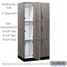 Salsbury 12" Wide Premier Wood Locker - Triple Tier - 3 Wide - 6 Feet High - 21" Deep - Skyline Walnut - Hasps - Sweatfully