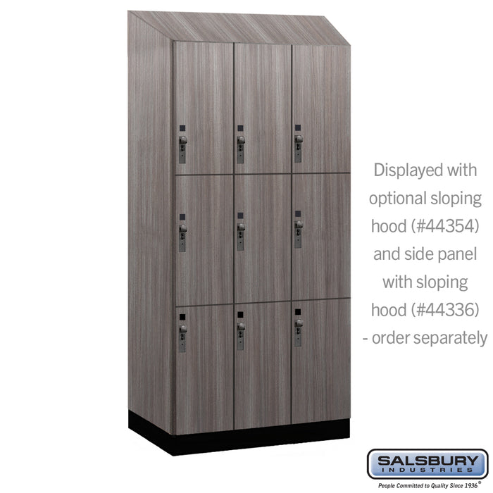 Salsbury 12" Wide Premier Wood Locker - Triple Tier - 3 Wide - 6 Feet High - 21" Deep - Skyline Walnut - Hasps - Sweatfully