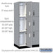 Salsbury 12" Wide Premier Wood Locker - Triple Tier - 3 Wide - 6 Feet High - 21" Deep - Winter Fog - Electronic Locks - Sweatfully