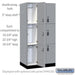 Salsbury 12" Wide Premier Wood Locker - Triple Tier - 3 Wide - 6 Feet High - 21" Deep - Winter Fog - Resettable Combination Locks - Sweatfully