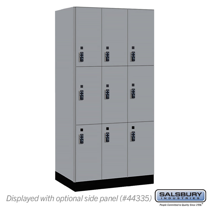 Salsbury 12" Wide Premier Wood Locker - Triple Tier - 3 Wide - 6 Feet High - 21" Deep - Winter Fog - Resettable Combination Locks - Sweatfully