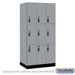 Salsbury 12" Wide Premier Wood Locker - Triple Tier - 3 Wide - 6 Feet High - 21" Deep - Winter Fog - Resettable Combination Locks - Sweatfully