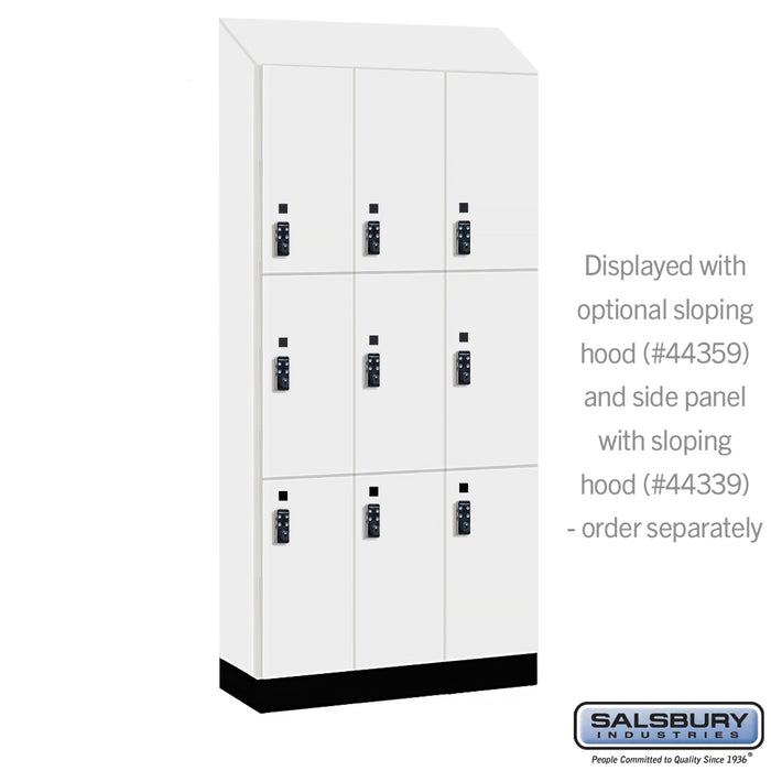 Salsbury 12" Wide Premier Wood Locker - Triple Tier - 3 Wide - 6 Feet High - 15" Deep - Arctic White - Resettable Combination Locks - Sweatfully