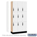 Salsbury 12" Wide Premier Wood Locker - Triple Tier - 3 Wide - 6 Feet High - 15" Deep - Arctic White - Hasps - Sweatfully