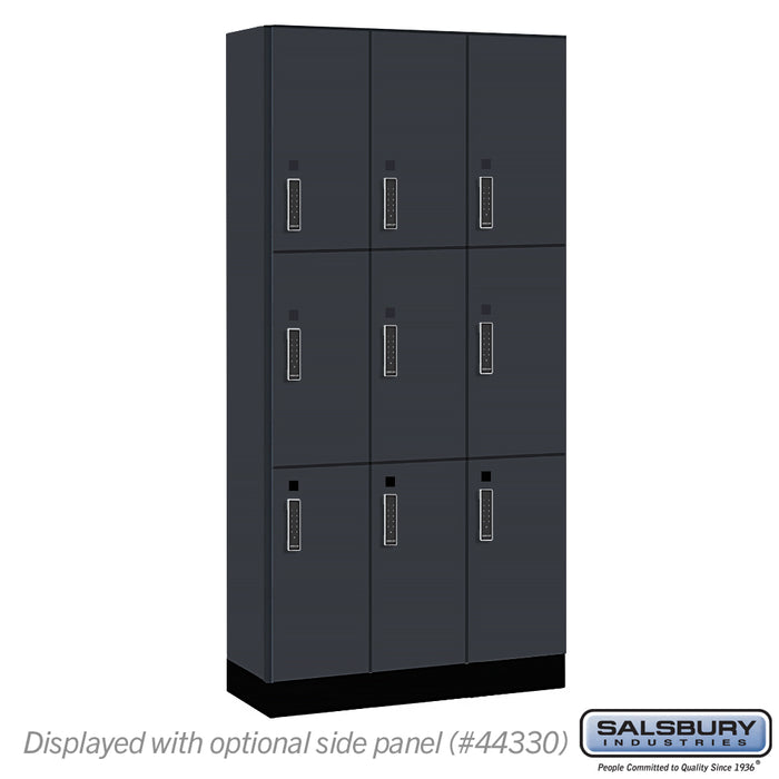 Salsbury 12" Wide Premier Wood Locker - Triple Tier - 3 Wide - 6 Feet High - 15" Deep - Carbon Mesh - Electronic Locks - Sweatfully