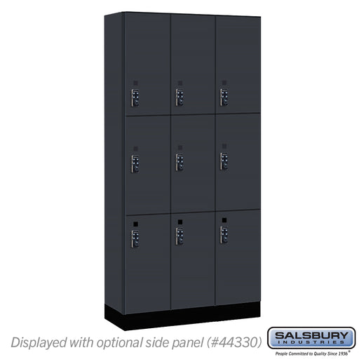 Salsbury 12" Wide Premier Wood Locker - Triple Tier - 3 Wide - 6 Feet High - 15" Deep - Carbon Mesh - Resettable Combination Locks - Sweatfully