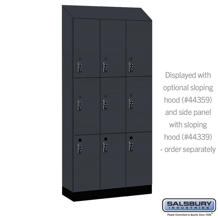 Salsbury 12" Wide Premier Wood Locker - Triple Tier - 3 Wide - 6 Feet High - 15" Deep - Carbon Mesh - Resettable Combination Locks - Sweatfully