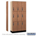Salsbury 12" Wide Premier Wood Locker - Triple Tier - 3 Wide - 6 Feet High - 15" Deep - Red Oak - Electronic Locks - Sweatfully