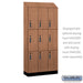 Salsbury 12" Wide Premier Wood Locker - Triple Tier - 3 Wide - 6 Feet High - 15" Deep - Red Oak - Electronic Locks - Sweatfully