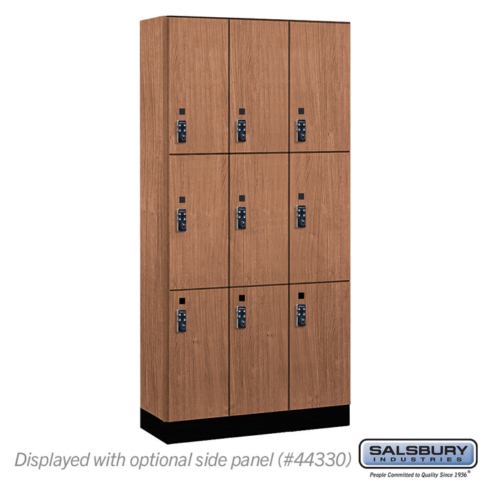 Salsbury 12" Wide Premier Wood Locker - Triple Tier - 3 Wide - 6 Feet High - 15" Deep - Red Oak - Resettable Combination Locks - Sweatfully