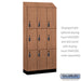 Salsbury 12" Wide Premier Wood Locker - Triple Tier - 3 Wide - 6 Feet High - 15" Deep - Red Oak - Resettable Combination Locks - Sweatfully