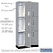 Salsbury 12" Wide Premier Wood Locker - Triple Tier - 3 Wide - 6 Feet High - 15" Deep - Winter Fog - Electronic Locks - Sweatfully