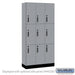 Salsbury 12" Wide Premier Wood Locker - Triple Tier - 3 Wide - 6 Feet High - 15" Deep - Winter Fog - Electronic Locks - Sweatfully