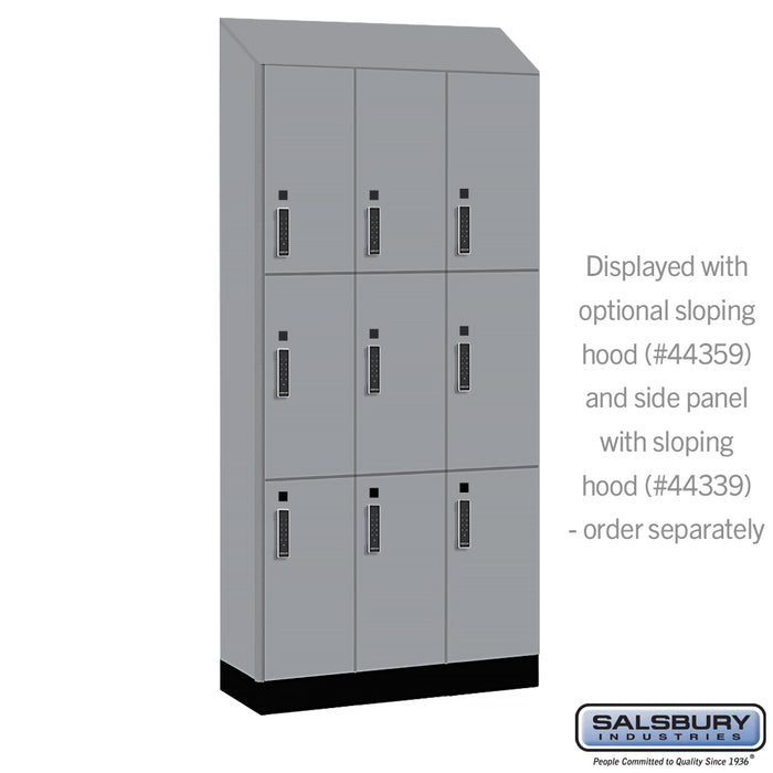 Salsbury 12" Wide Premier Wood Locker - Triple Tier - 3 Wide - 6 Feet High - 15" Deep - Winter Fog - Electronic Locks - Sweatfully