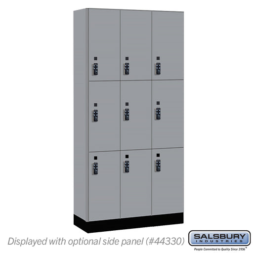 Salsbury 12" Wide Premier Wood Locker - Triple Tier - 3 Wide - 6 Feet High - 15" Deep - Winter Fog - Resettable Combination Locks - Sweatfully