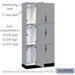 Salsbury 12" Wide Premier Wood Locker - Triple Tier - 3 Wide - 6 Feet High - 15" Deep - Winter Fog - Hasps - Sweatfully