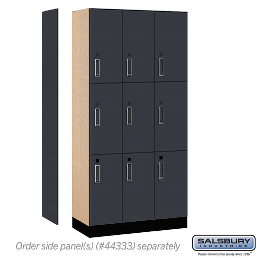 Salsbury 12" Wide Premier Wood Locker - Triple Tier - 3 Wide - 6 Feet High - 18" Deep - Carbon Mesh - Electronic Locks - Sweatfully